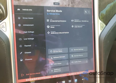 2012 Tesla Model S z USA, uszkodzony, nr VIN 5YJSA1DP3CFP03004